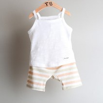 주)더케이 100% 오가닉 순면 아기런닝 신생아여름내복 러블리 내의상의 실내복 끈나시 유기농 통벨라