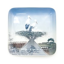 Antique 로얄코펜하겐 황새 사각접시 덴마크 빙앤그뢴달 앤틱그릇 빈티지접시 인테리어소품