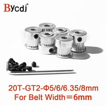 3D 프린터 부품 액세서리 GT2 20 치아 보어 4/5/6/6.35/8mm 타이밍 알루미늄 풀리 오픈 동기 벨트에 적합, 05 8mm_02 10mm_03 3pcs