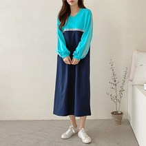 린지 컬러배색 캐주얼원피스