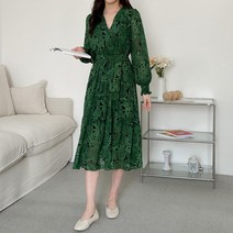 여자 하객 플라워 스트랩 랩원피스 페이즐리 롱원피스