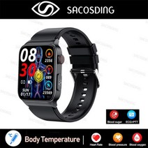 호환 무채혈 혈당측정기 2022 새로운 혈당 스마트 워치 심전도 모니터 혈압 체온 Smartwatch IP68 방수 피트니스 트래커 스마트시계, 06 Silicagel Black