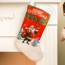 트리 장식 헬로우 산타 성탄 대형 양말(28cmx15.5cm), 상세페이지 참조