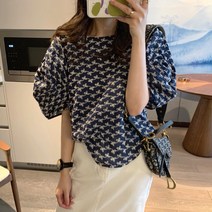 [엔젤D] 여성 프란다 레이스팟 코튼 블라우스