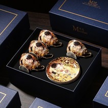 명품커피잔 빈티지 찻잔 세트 홍차잔 도자기 예쁜 집들이선물 영국 라떼잔 수입 세라믹, 낭만도시-4컵과 받침-연하장 보내기