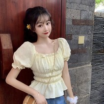 리본허리매듭 랩블라우스 랩 셔링 오피스룩 프릴랩블라우스 모던 원버튼 여름자켓형 페플럼 랩셔츠