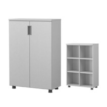 한성 DH 에이라인책장 3단 올문장 서가형 올칼라 사무실 사무용 수납장, 실버그레이