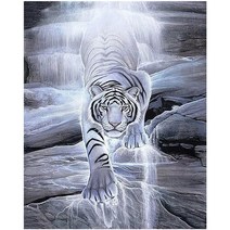 DIY피포페인팅 호랑이 재산 지켜줘 금전 복 가져다주는 수호신수 맹호 백호 타이거 풍수그림 유화그리기 집콕 취미 집중력향상 동물 정물화그리기 액자프레임포함 40*50CM, 맹호유화도안09번