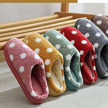남성 여성 귀여운 땡땡이 털 실내화 사무실 슬리퍼 직장인실내화 가정용 매장 방한실내화 슬리퍼 털신