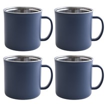 리빙스토리 스텐 머그컵 4p세트 430ml, 네이비 4p, 4개