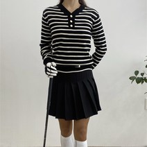 줄무늬 긴팔 브이넥 골프니트 여성골프웨어 골프퀸카