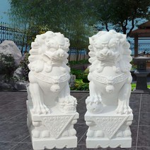 석재상 해태 석상 사자상 정원 조경 풍수 마당 꾸미기 액막이 호텔 조형물 한정식집 50cm, 화이트 높이 50 cm