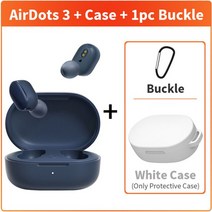 이어링 무선 블루투스 Xiaomi-Redmi AirDots 3 진정한 헤드셋 이어폰 케이스 긴 내구성 5.2, [05] Navy Add White Case