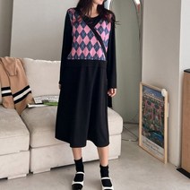 쉬이즈홈 빅사이즈 23FW 아몽드 베스트 롱원피스