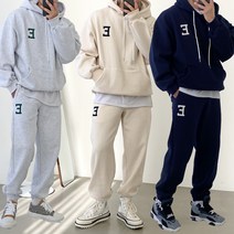 빠델(간빠레) 에코E 커플 오버핏 기모 후드&조거 트레이닝복세트