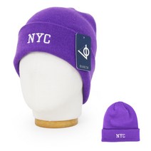 베이직엠 남성 여성 겨울 니트모자 비니 골지 NYC 자수 패치
