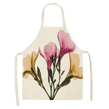 TS GLOBAL 1Pcs 꽃 로터스 패턴 레이디 앞치마 홈 주방 레스토랑 요리 캐터링 안티-파울 링 68x55cm, 12 L_01 47x38cm