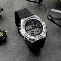 CASIO 스포티 배터리 방수 듀얼타임 LED 라이트 시계 100 블랙A