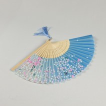 실크 합죽선 부채 매화꽃 휴대용 대나무색 고급 무용