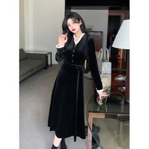 겨울 돌맘원피스 빅사이즈 77 88 롱 원피스 벨벳 레이스 A03