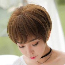 스타일 숏컷 가발 앞머리 통가발 보브컷 여자 커트 머리 짧은 컷트 전체 티안나는 자연스러운, 코토리베이지
