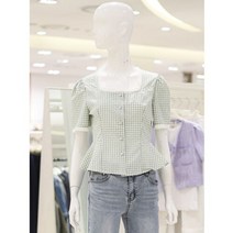 ab.f.z [ab.f.z] 스퀘어넥체크반소매블라우스 (KSW2HB52F)