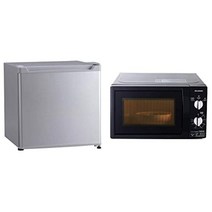 아이리스 플라자 냉장고 46L 1 도어 소형 오른쪽 열림 폭 47cm 화이트 PRC-B051D-W, 냉장고 + 전자 레인지 블랙 + 슬리버