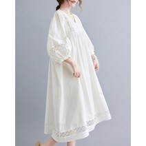 G125141빅사이즈 레이스 린넨 원피스