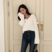 부들부들 앙고라 브이넥 가디건
