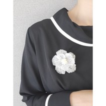 그레이 플라워 브로치 화려한브로치 엄마브로치 한복브로치