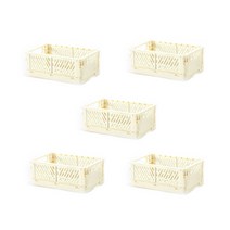 씨앤초이스 미니 폴딩박스ver.2 5개 세트 소형 대형 리빙 바스켓 파스텔 접이식 다용도 펜트리 소품 수납 정리함, 소형Sx5_아이보리