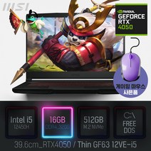 MS Thin GF63 12VE-i5, Free DOS, 16GB, 512GB, 코어i5, 블랙