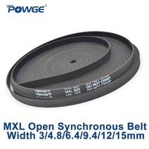 POWGE 사다리꼴 MXL 오픈 동기 타이밍 벨트 MXL025 고무 네오프렌 유리 섬유 너비 34.86.4 9.512mm 풀리, MXL-15mm(width 15mm), 50Meters
