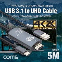 HDMI 케이블(COMS) 4K 60Hz UHD지원 미러링 타입C to HDMI (5M) LN533