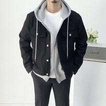 남자 봄 데일리 오버핏 절개 면 트러커 자켓2color