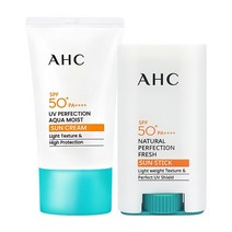 AHC 내추럴 퍼펙션 프레쉬 선스틱 17g + AHC 유브이 퍼펙션 아쿠아 모이스트 선크림 50ml, 선크림: 50ml,  선스틱: 17g