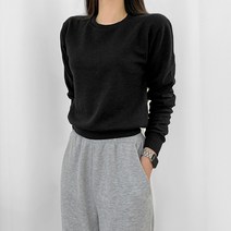 티데일리 여성용 블랙 크롭 맨투맨