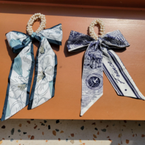 [greengiftshop] 왕리본 머리끈 스카프머리끈 트윌리머리끈 진주곱창 봄나들이룩 페미닌