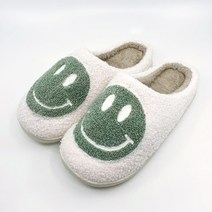 IAWI 스마일 뽀글이 털 슬리퍼 따뜻한 겨울 실내화 방한 퍼슬리퍼 보온 발시림 푹신한 가정용 실내용 거실 8컬러, 그린