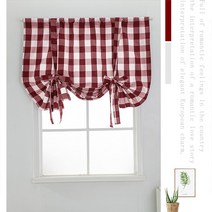 로만쉐이드 커튼 봉 창문 암막커튼 로마 블라인드 격자 무늬 주방 블라인드 리넨 코튼 용