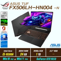 ASUS TUF FX506LH-HN004 + Win10 Pro Win11 Pro 포함 / 신모델 ASUS TUF F15 FX506HF-HN001 교체 발송, 24GB, 1TB, 인텔 코어 i5 10300H, 본파이어 블랙