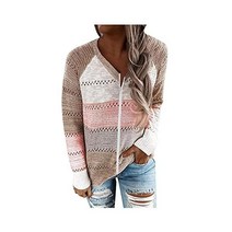 여성용 오이모프 후드 캐주얼 집업 긴팔 상의 주머니 트렌디한 가을 스트라이프 블라우스 루즈 풀오버 스웨터