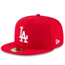 MLB 로스앤젤레스 다저스 LA 59FIFTY 남성 피티드 뉴에라 모자 캡 5950 레드 버킷햇 스냅백