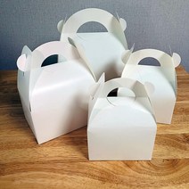조각케익상자 무지 화이트 중 사이즈 15.5 x 11 x 9cm 손잡이종이박스 피크닉상자 DIY 셀프 포장용 테이크아웃 전용 케익박스 25장, 25개