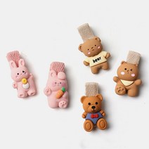 일호장신구 동물의 숲 헤어핀 5개세트 국내배송 유아 어린이 양갈래 머리핀 미니집게핀