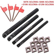 선반 밀링 바이트 4pcs 781012mm sclcr06 보링 바 터닝 도구 10pcs ccmt0602 인서트 + 4pcs t8 렌치, 없음