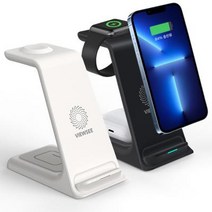 애플 워치 호환 3in1 무선 충전기 고속 15W 멀티 충전 패드.뷰씨, A_3in1무선충전기／화이트