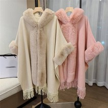 코트 코트 여성용 그물 붉은 부드러운 바람 케이프 코트 모피 칼라 숄카 카디건으로 여성의 신선한 기질 가을 겨울