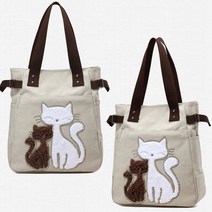 BSHAANS 겨울 고양이 튼튼한 캔버스 에코백