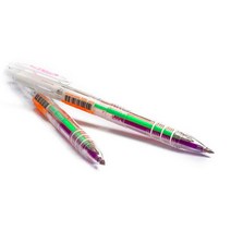 형광색 3색 볼펜12개 주황 연두 보라 0.5mm 색깔구분 표시 체크 컬러 나누기 팬슬 필기구, 기본